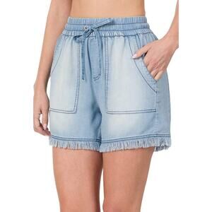 Chambray Cutie Frayed Shorts